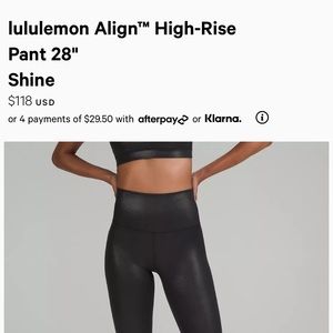 Lululemon align shine leggings size 2